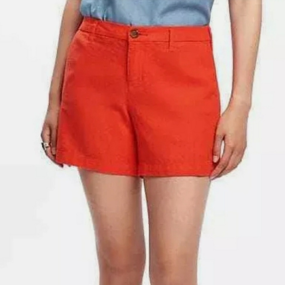 Old Navy Women's Mid Rise Everyday Orange Linen Blend Shorts | 10